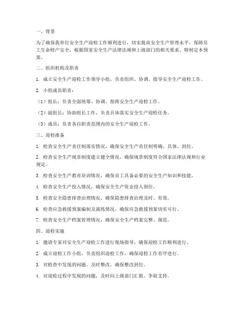 安全生产迎检预案
