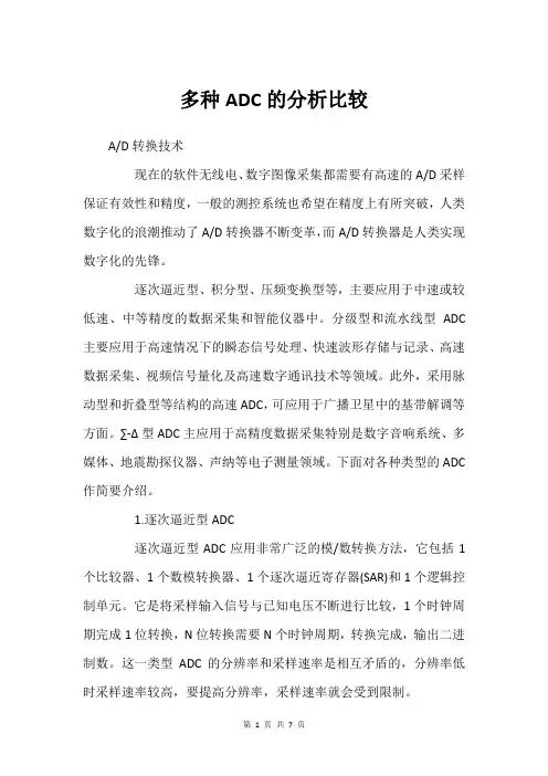 多种ADC的分析比较