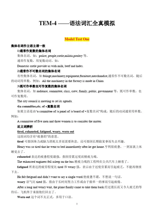TEM-4 语法词汇练习