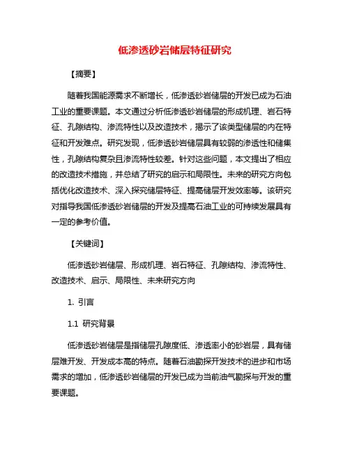 低渗透砂岩储层特征研究