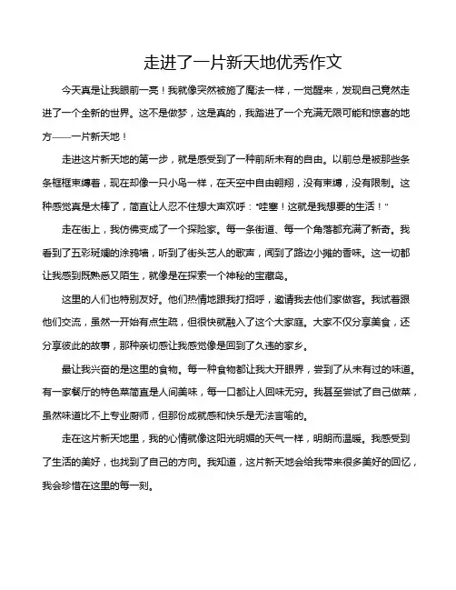 走进了一片新天地优秀作文