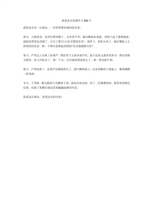 我爱家乡的湖作文350字