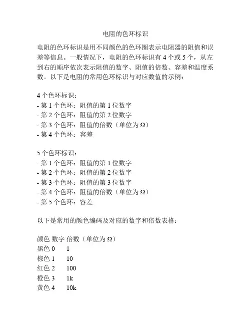 电阻的色环标识