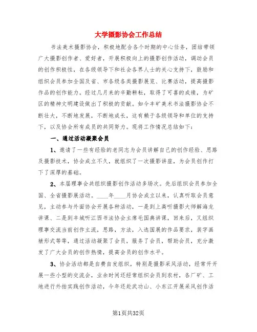 大学摄影协会工作总结(3篇)