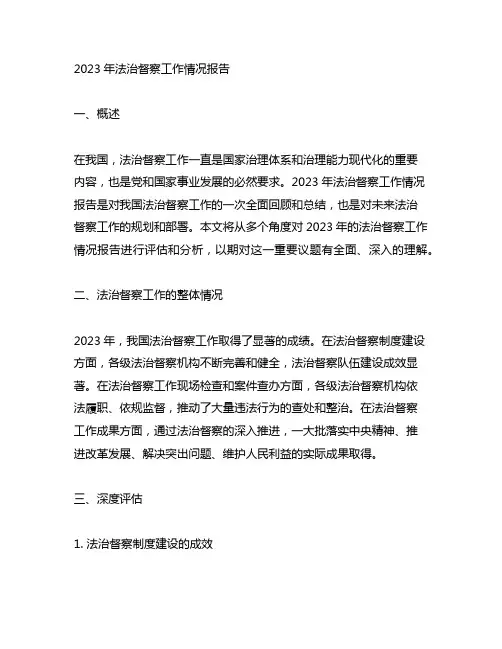 2023年法治督察工作情况报告