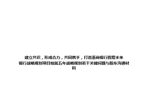 银行战略规划项目组就五战略规划若干关键问题与股东沟通材料