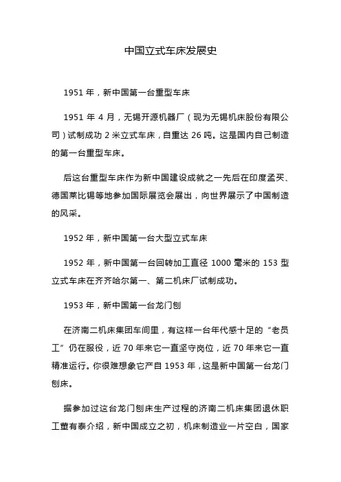 中国立式车床发展史