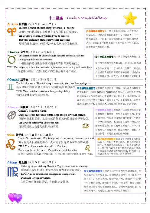 十二星座英文详细讲解十二星座图标的含义