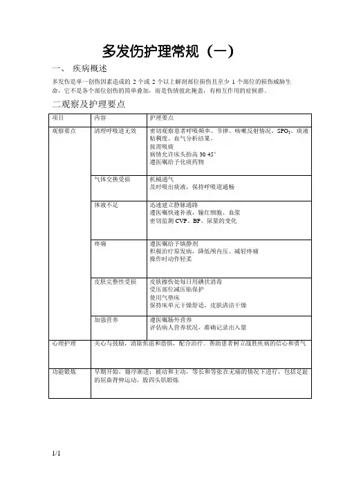 多发伤护理常规