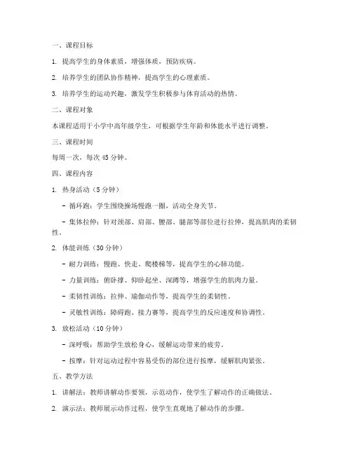 体能训练活动课程计划方案