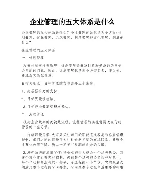 企业管理的五大体系是什么