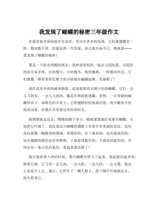 我发现了蝴蝶的秘密三年级作文