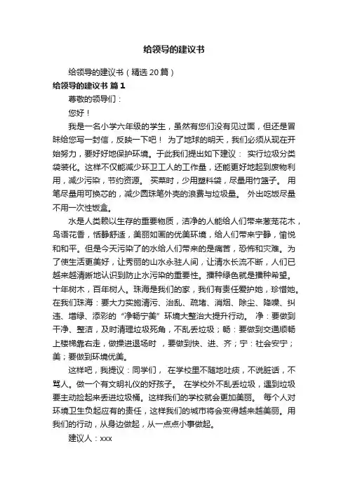 给领导的建议书
