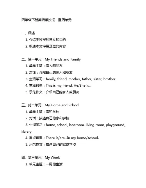 四年级下册英语手抄报一至四单元