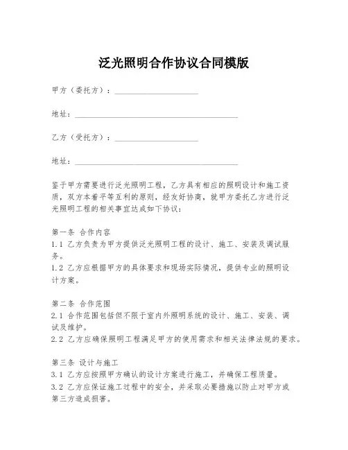 泛光照明合作协议合同模版