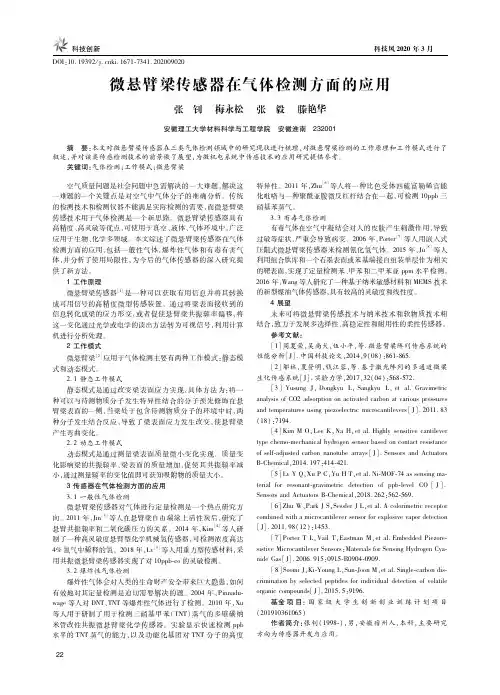 微悬臂梁传感器在气体检测方面的应用