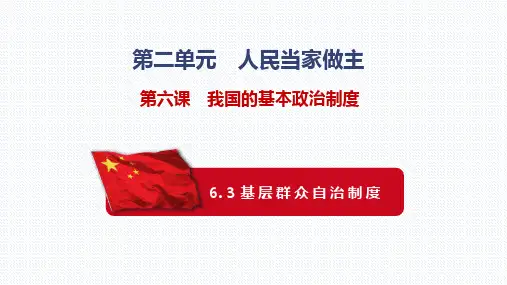 基层群众自治制度(课件)高一政治(统编版必修3)