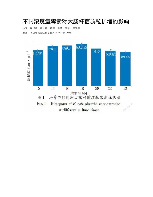 不同浓度氯霉素对大肠杆菌质粒扩增的影响