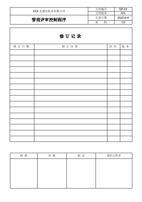 管理评审控制程序