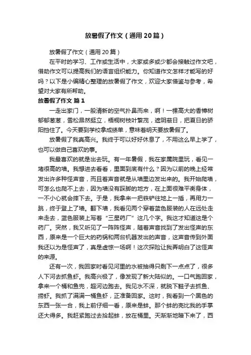 放暑假了作文（通用20篇）
