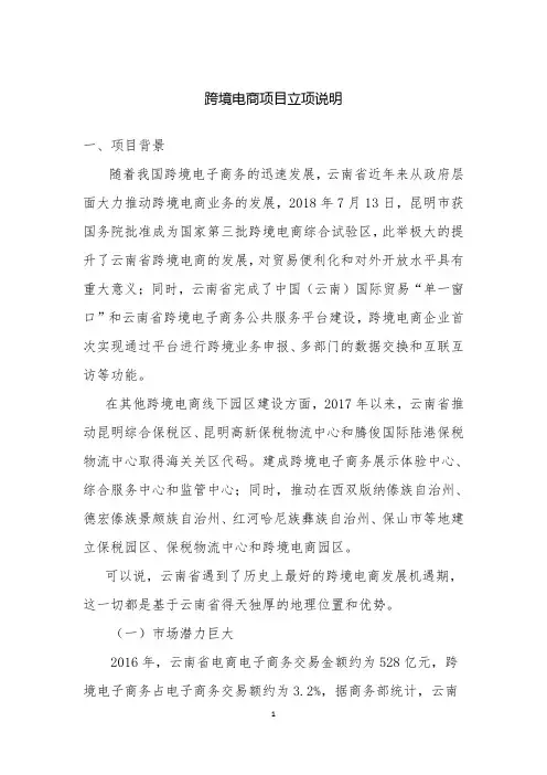 跨境电商项目立项说明