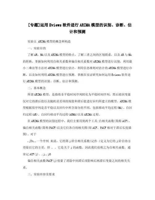 [专题]运用Eviews软件进行ARIMA模型的识别、诊断、估计和预测