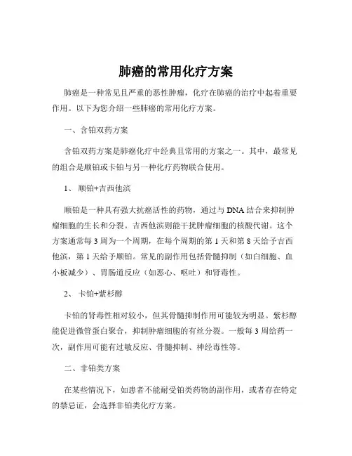 肺癌的常用化疗方案