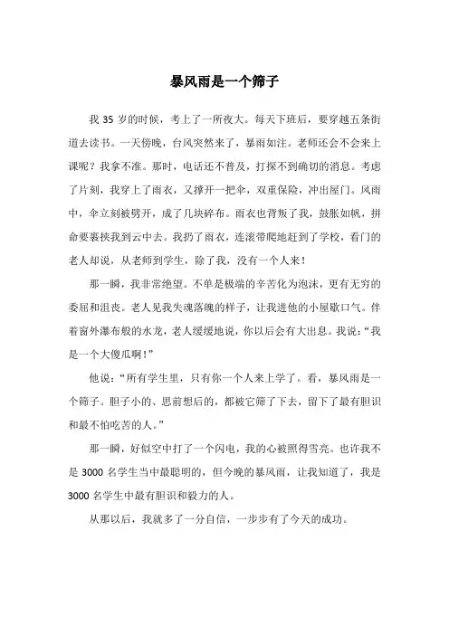 暴风雨是一个筛子_励志故事