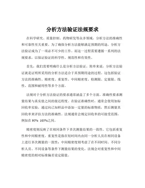 分析方法验证法规要求