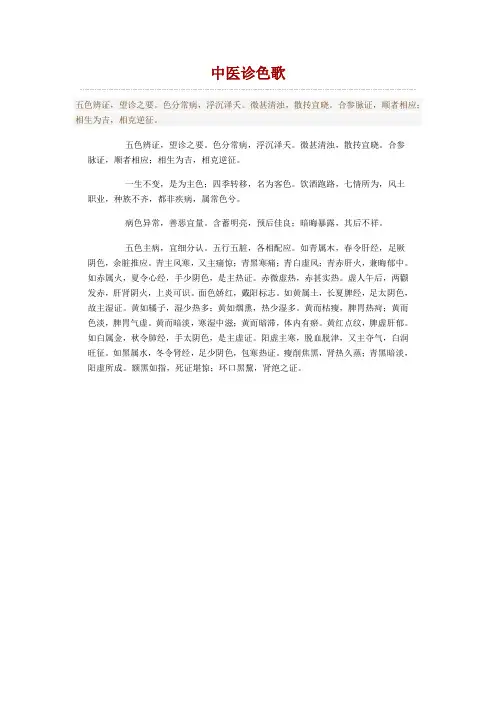 中医诊色歌