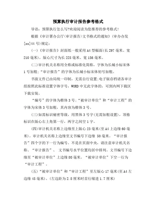 预算执行审计报告参考格式