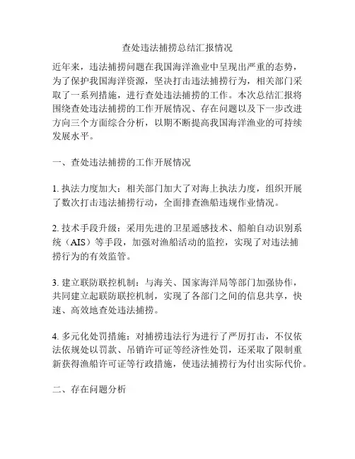 查处违法捕捞总结汇报情况