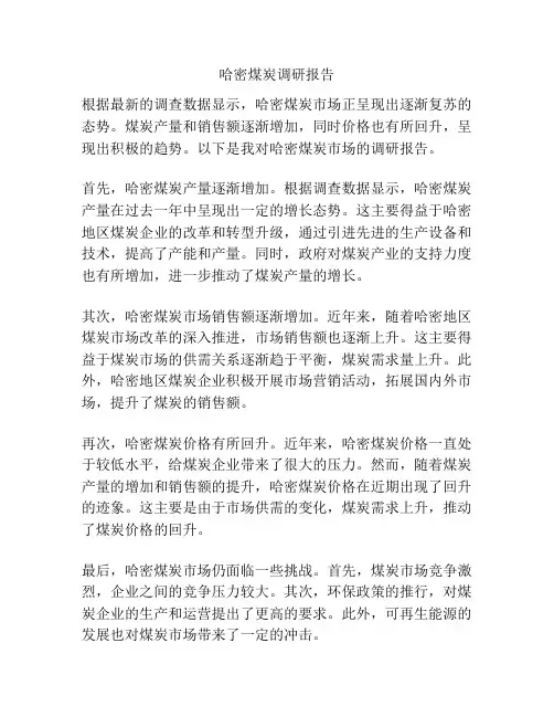 哈密煤炭调研报告