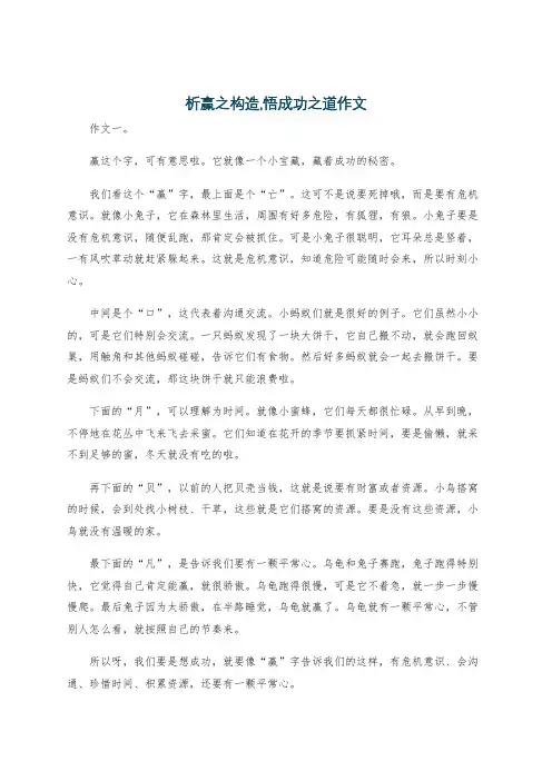 析赢之构造,悟成功之道作文