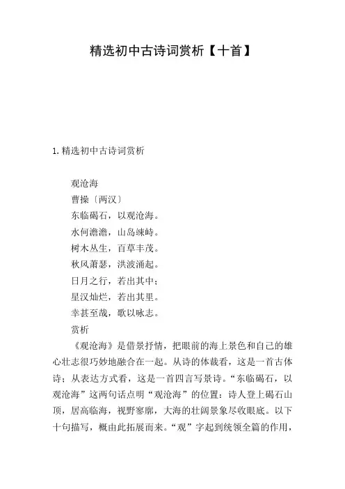 精选初中古诗词赏析【十首】