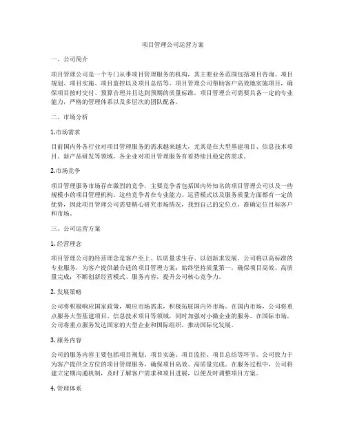 项目管理公司运营方案