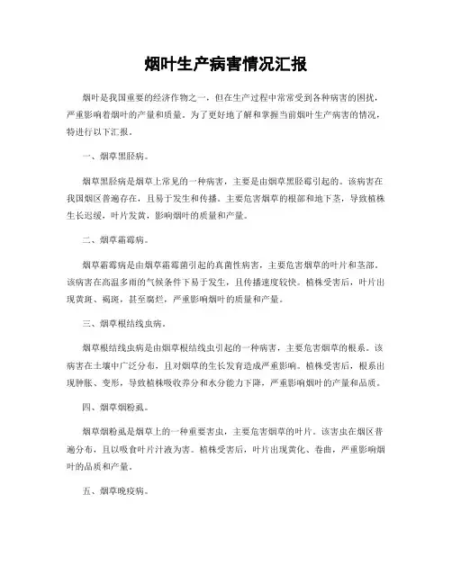 烟叶生产病害情况汇报