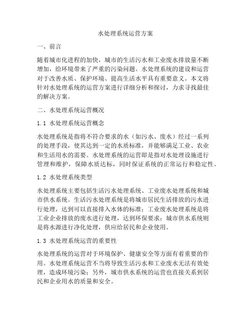 水处理系统运营方案
