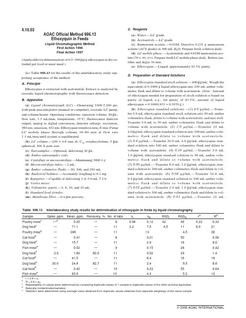 AOAC 996.13 Ethoxyquin in Feeds