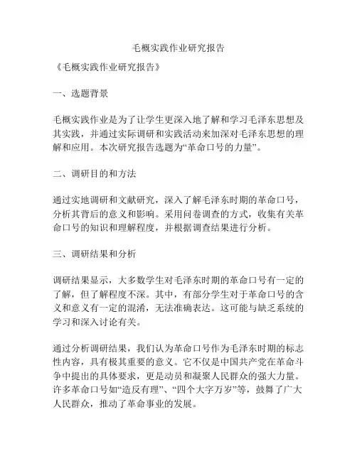 毛概实践作业研究报告