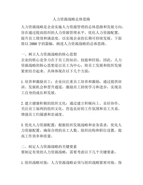 人力资源战略总体思路