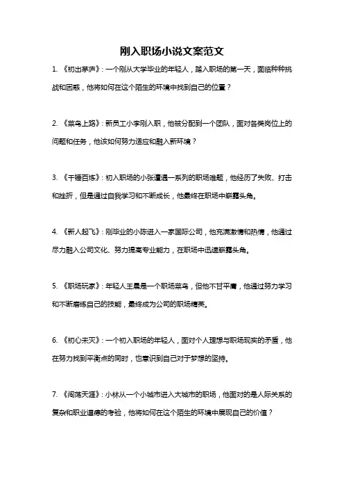刚入职场小说文案范文