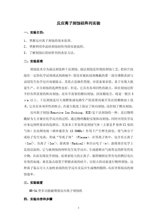 反应离子刻蚀实验