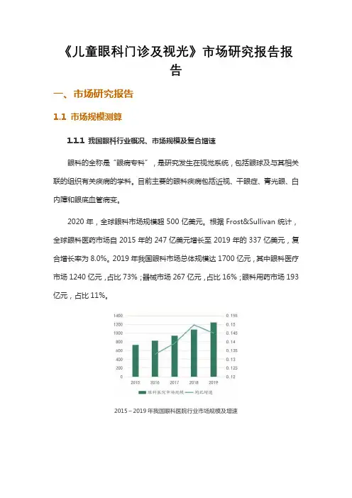 《儿童眼科门诊及视光》市场研究报告报告