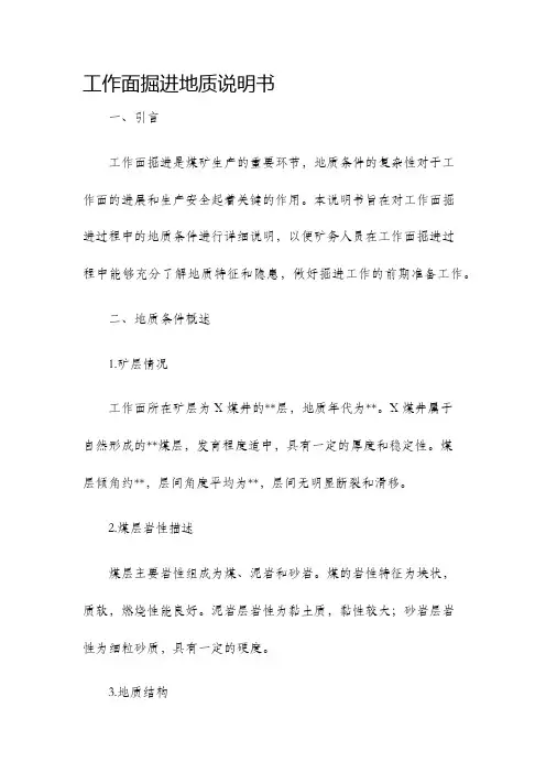 工作面掘进地质说明书