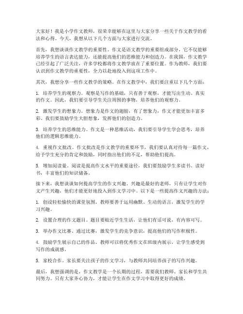 小学作文教师发言稿范文