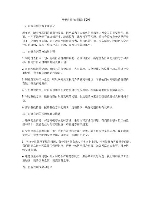 网吧自查自纠报告5000