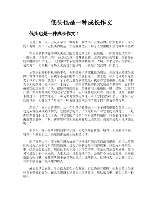 低头也是一种成长作文
