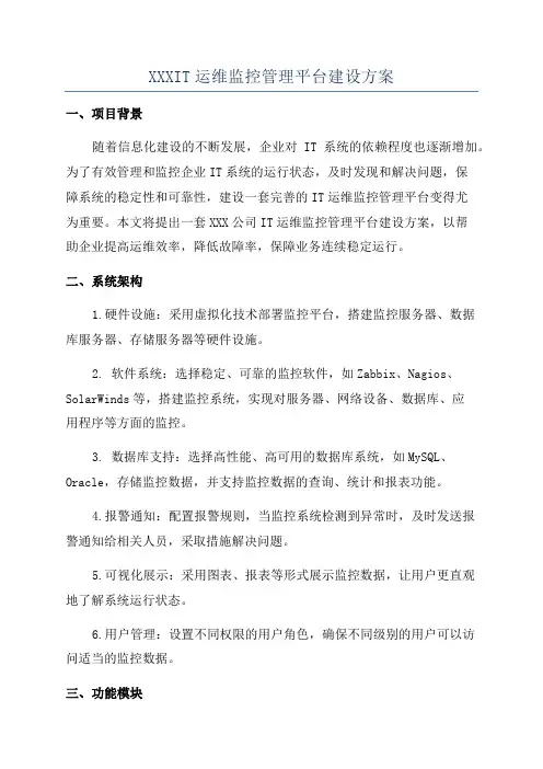 XXXIT运维监控管理平台建设方案