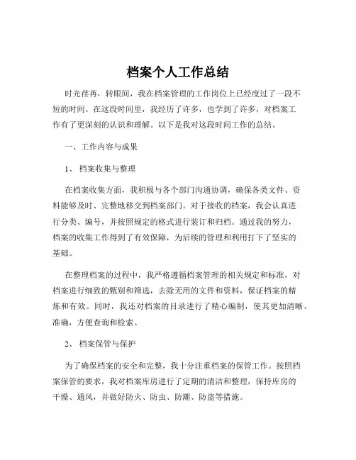 档案个人工作总结